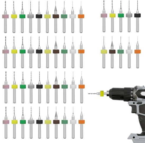 Micro Drill Bits, 50 Pcs Mini Drill Set, 0.3mm-1.2mm Micro Drill Bit Set, Circuit Board Flute CNC Router Bits Shank, Mini Hand Drill for Rough Stone Jewelry Punching Engraving