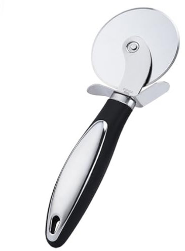Tagliapizza con lama in acciaio inox per tagliare le croste, facile da tagliare e pulire, manico antiscivolo, adatto per pizze grandi e piccole (nero)