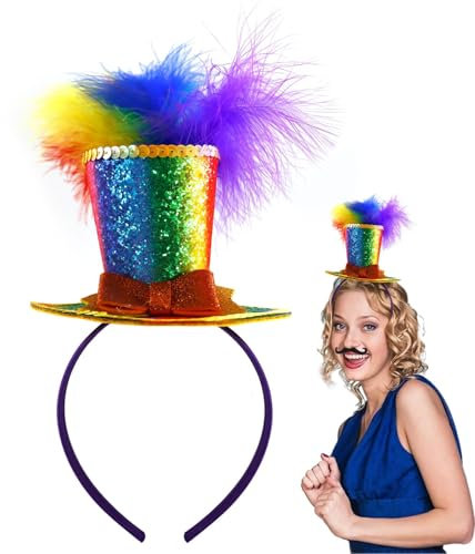 Ourdort Regenbogen Haarreif,Bunt Feder Haarschmuck Stirnband Haarbänder, Cosplay Haarreifen,Papagei Haarband,Feder Kopfbedeckung, Regenbogen Kostüm Damen,Halloween Karneval Cosplay Hochzeit Party