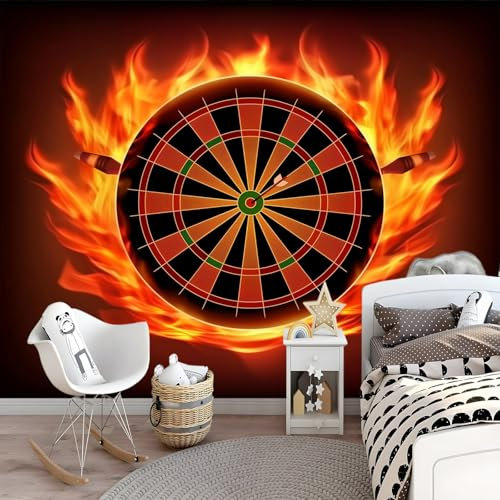 Fototapete Cartoon Sport Darts Vlies Fototapete Schlafzimmer Wohnzimmer Kinderzimmer Deko 300 x 210 cm Moderne Vliestapete Wandtapete Motivtapeten 3d Effekt Dekoration Rot