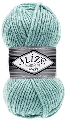Strickgarn Strickwolle Superlana Maxi 100g 25% Wolle Wintergarn Winterwolle, 50 Farben, Farbe:463 Light Aqua