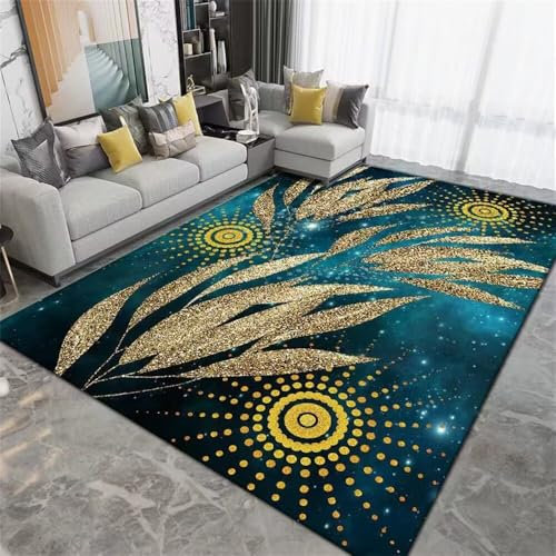 DJHWWD Kinderteppich Mädchen Area Rugs Teppich für Flur Gelber Blattteppich 50x80CM blau Teppiche Fürs Kinderzimmer Teppich Angebote Kinderteppich Mädchen