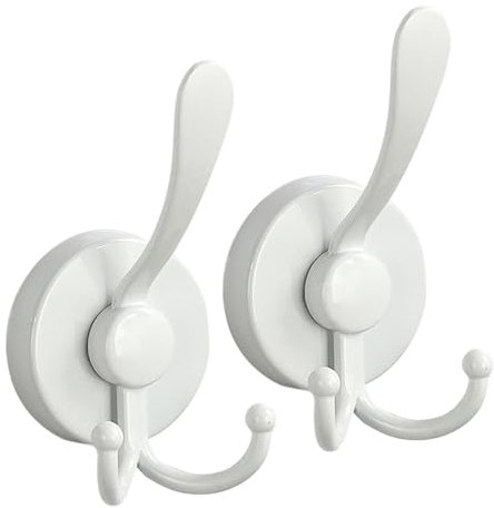 Wimnqie Crochet de douche à ventouse, serviette à ventouse, crochet pour serviette, 2 crochets à ventouse amovibles, pour salle de bain, support pour porte, mur, miroir