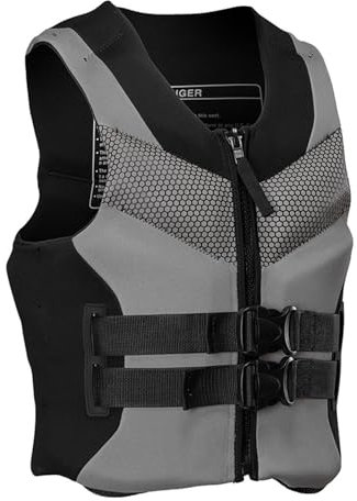 WEISHIDAI Neopren-Rettungswesten Sicherheitsweste für Erwachsene Hoher Auftrieb Verstellbare Schwimmweste Schwimmweste zum Surfen, Kajakfahren, Rafting(Grey,3XL)