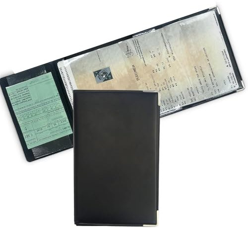 kinoco Pochette Carte Grise Transparente (Lot de 1) - Étui Rigide Anti-Déchirure pour Assurance Auto/Documents Voiture - Conforme Norme NF Couleur Noir