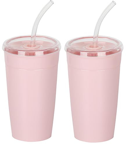 Yisituo Gobelets en plastique simple couche de 16 oz (2, rose)