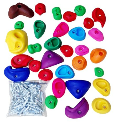 Generisch Klettersteine Für Die Wand - Klettergriffe Für Kletterwände | Mehrfarbiges Set Mit Montagezubehör Für Training Drinnen Und Draußen, Zuhause & Schule