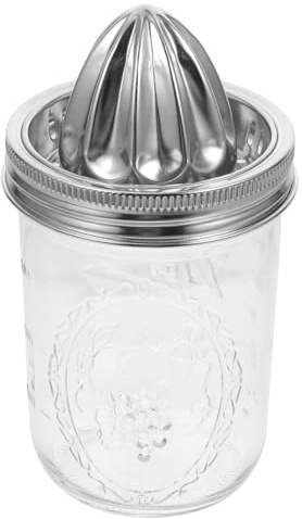 PartyKindom Exprimidor manual de frutas de acero inoxidable y vidrio para limones y naranjas práctico vaso de exprimidor de cocina con fácil operación fácil de limpiar