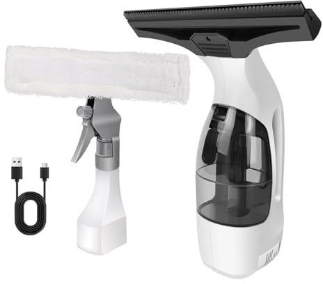 Window Vacuum Cleaner, Cleaning Condensation Double Glazed Glass Window Cleaning, IPX4 Window Vac with Spray Bottle, Streak-Free Cleaning, for Windows, Tiles, Mirrors, Showers, Car