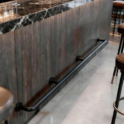 Fußstütze Fußleiste Für Kücheninsel, Bar Theken Fußstütze 450 400 350 300 250 200 150 100 CM, Wandmontierte Außen Handläufe Aus Edelstahl, Belastung 150kg(Black,L 250cm/8.2ft)
