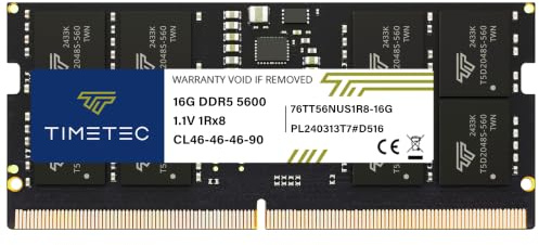 Timetec Premium 32GB DDR5 5600MHz PC5-44800 Unbuffered Non-ECC 1.1V CL46 2Rx8 Dual Rank 262Pin SODIMM Laptop Memory RAM Upgrade