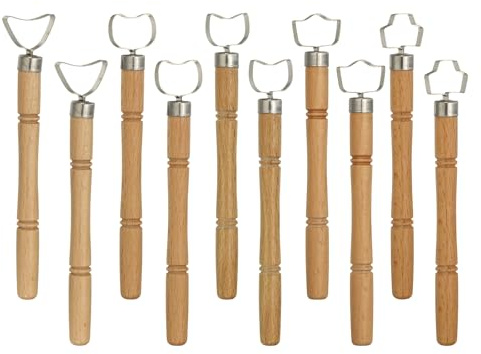 sourcing map 2Set Pottery Handle Making Tool, Pottery Cup Handle Shape Sculpture Scraper Clay Carving Trimming Clay Extruder Tool for Cup Making Ceramic Craft (5 Style)