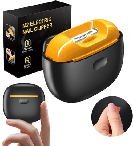 2-in-1 Electric Nail Clippers for Seniors and Rough Thick Nails - Automatic Nail Clippers with LED Light Easy to Use - Extra-Long Runtime, Safe, Lightweight 2-Speed Nail Trimmers & Polisher (Black)