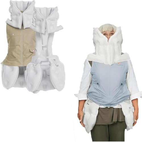 DPDZSW Unisex Anti Fall Airbag Vest for Seniors,Wearable Airbag Smart Vest,0.08s Pop Up Protection for Head Hips,Smart Motion Monitoring for Parkinson’s and Seizures,Reusable Female(blue)-XL