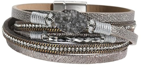 Karma NH10637490 Wickelarmband bunt PU Leder 39 cm Armband Damenarmband Lederarmband modern Magnetverschluss Zirkon Geschenk für Sie