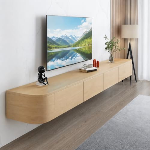 FGNIXLN TV Lowboard Hängend,120-300 cm Moderner TV Schrank Fernsehschrank für das Wohnzimmer Geeignet für das Wohnzimmer und Schlafzimmer (Naturholzfarbe,220CM)