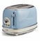 Ariete 0155/15 Retro Style 2 Slice Toaster, 6 Browning Levels and Removable Crumb Tray, 3 Functions Including Cancel, Defrost and Reheat, Non-Slip Feet, Vintage Design, Blue