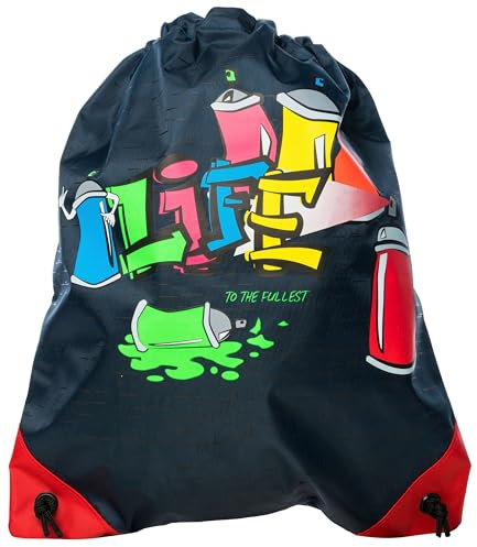 Walser Kinder-Turnbeutel Graffiti, Reisebeutel-Kinder, Sportbeutel, Gymsack, Schuhbeutel für Kinder 39x33,5cm blau