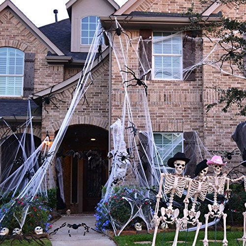 TOYMYTOY Halloween Spinnennetz Cobwebs White Halloween Spider Web Spukhaus Deko Spinnenspinnweben Dekoration Spinnen Weben mit Halloween Dekoration Innen Draussen