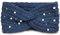 PiriModa Damen Strick Perlen Stirnband Ohrwärmer Winter Kopfband Haarband gehäkelt Dunkelgrau