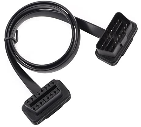 Keenso Auto OBD2 Diagnosekabel, 16 Polig Stecker auf Buchse Diagnoseadapter Verlängerungskabel Draht Flach OBDII Flachbandkabel Diagnose Adapter Stecker(100CM)