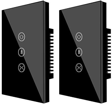 Jinvoo Smart US WIFI Touch Switch, telecomando senza fili, interruttore per tapparelle controller, compatibile con iOS/Android, funziona con Alexa Echo e Google Assistant(2-pack Black)