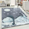 Carpetsale24 Kinderteppich süßes Dinosaurier Muster Blau und Grau 80 x 150 cm - Kurzflor Teppich Kinderzimmer Babyzimmer für Mädchen und Junge Extra Weich Pflegeleicht Spielteppich Babyteppich Läufer
