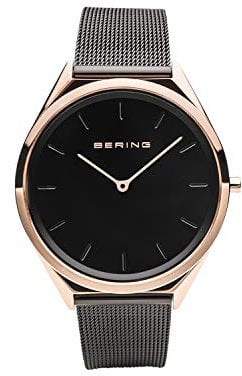 BERING Damen und Herren Uhr Quarz Movement - Ultra Slim Collection mit Edelstahl und Saphirglas 17039-166 Armbandsuhren