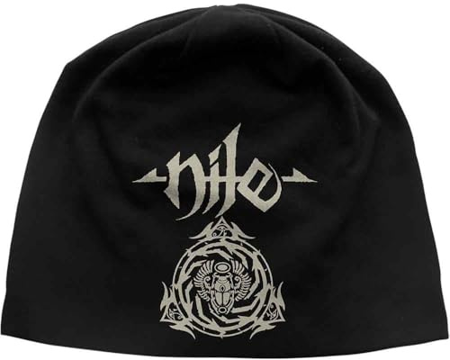 Nile Mütze Beanie Scarab Band Logo Nue offiziell Schwarz Unisex Jersey Print One Size