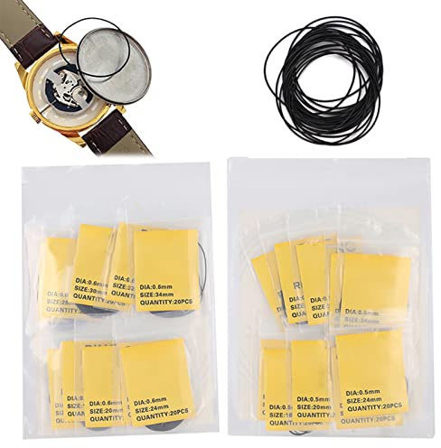20 Stück O Ring Uhrenrückendichtung Gummidichtungsscheiben Set für Uhrenrückseiten Größe 16 mm 34 mm (0,5 mm + 0,6 mm)