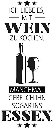 Bilderwelten Wandtattoo - Ich Liebe es, mit Wein zu Kochen Schwarz 75 x 30cm