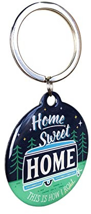Nostalgic-Art, Porte-clés rétro rond Home Sweet Home Camper - Idée cadeau pour aventurier en métal - Style vintage Ø 4 cm, Design vintage, Ø 4 cm, Rétro