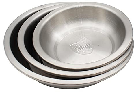 Abcsea 3 Pièces Assiette Plate Inox, Assiettes à Dîner, Assiettes Service de Table, Plat de Service Inox