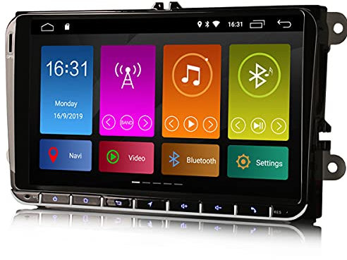 Erisin 9 Android 10 Car Stereo GPS DAB+ Radio for VW Passat Golf MK 5/6 Touran for Skoda Seat Tiguan Jetta Transporter Octavia Support DSP CarPlay Android Auto 4G WiFi Mirror Link