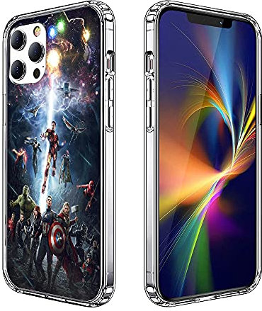 Schutzhülle für iPhone 12 / iPhone 12 Pro, transparent, seidig-weiches Finish, griffige Schutzhülle, cooles Superhelden-Muster für Herren/Frauen/Mädchen/Jungen (Avengers-1)