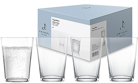 Zwiesel Glas Wasserglas Together 0,5L (4-er Set), formschöne Trinkgläser, spülmaschinenfeste Tritan-Kristallgläser, Made in Germany (Art.-Nr. 122343)