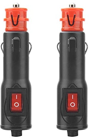 DAWRIS 2 Stücke Zigarettenanzünder Stecker im Europäischen Stil, 12V kfz stecker, mit Rotem Lichtschalter und 10A-Sicherung, Passend für Auto LKW PKW Motorrad