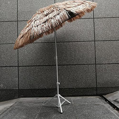 Faltbarer Gartenschirm, hawaiianischer Strohschirm, Anti-Wind-Strandschirm im Freien, effektive Beschattung und Kühlung, mit neigbarer Schirmstangenfunktion, Hof-Sonnenschirm, 1,8 m