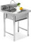 WEAFIEO Spülbecken Edelstahl Ausgussbecken, Freistehend Spültisch mit Wasserhahn Armatur Outdoor Garage Garten Küche Camping Keller Spülschrank