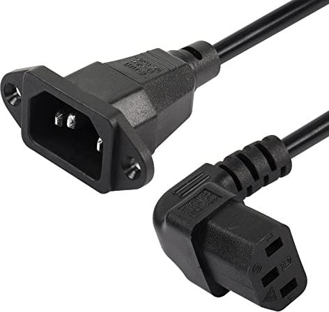 CERRXIAN Panel Mount C14 bis 90 Grad C13 PDU Netzteil Verlängerungskabel, IEC 320 C14 Stecker auf abgewinkelte C13 Buchse 3 Pin Netzkabel, für Monitore, Computer, etc-0.3M/11.8inch