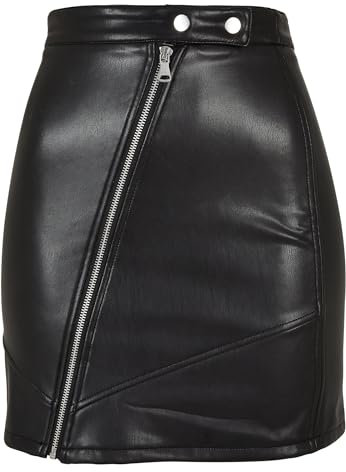 Urban Classics Damen Ladies Synthetic Leather Biker Skirt, Schwarz, XS EU