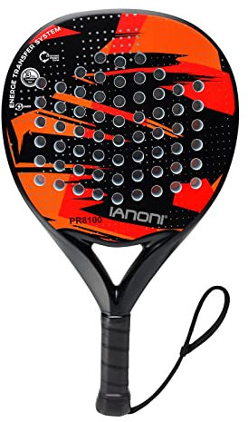 IANONI Raqueta de tenis de remo de fibra de carbono con núcleo de espuma viscoelástica EVA flexible, color rojo