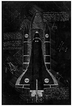 MJKO Space Shuttle A Design Chart Leinwand Poster Schlafzimmer Dekor Sport Landschaft Büro Zimmer Dekor Geschenk ohne Rahmen Stil 30 x 45 cm