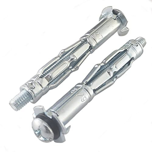 Pack of 10 M6 x 65mm Heavy Duty Metal Plasterboard Cavity Wall Fixings Anchors with Strong Plugs –For Securely Mounting Shelves, TVs, Cabinets, and Heavy Items on Drywall, Hollow, or Cavity Walls