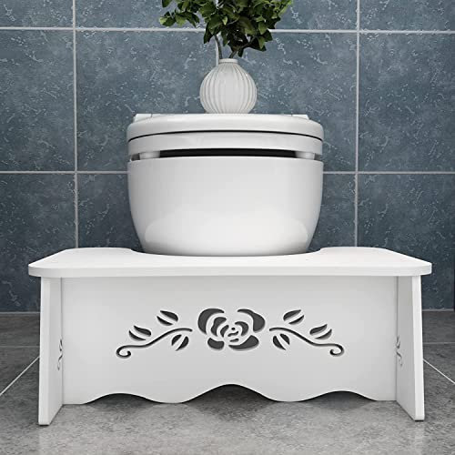 wyewye Bathroom Stool Foldable Poop Toilet Adult, 7 Inch Potty for Adult and Kids Aid, Wood-Plastic Board, Environmentally Friendly Materials Shower Stool, White, 10 (MT)