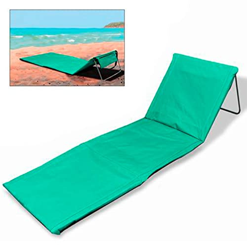 Tradineur Tapis de plage pliable avec poche et sangle portable, léger et résistant, piscine, pique-nique, camping, jardin, vert, 170 x 54 x 35 cm