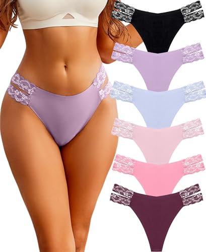 BeReady String Femme Culotte Sans Couture Invisible Tanga Dentelle Sexy Chic Slip Sous-Vêtements