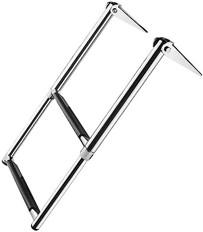 WOTEG Folding Boat Ladder - Climbing Ladder For Boat | 2 Steps Stainless Steel Folding Outboard Ladder For Inflatable Boat, Kayak, Motorboat, Canoeing