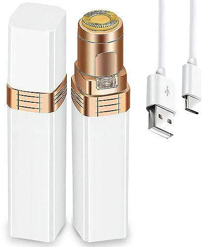 Giazee Facial Hair Remover, Rechargeable Electric Women Facce Hair Removal Lady Hair Trimmer Body Shaver Built-in Led Light for Lips Chin Cheeks Peach