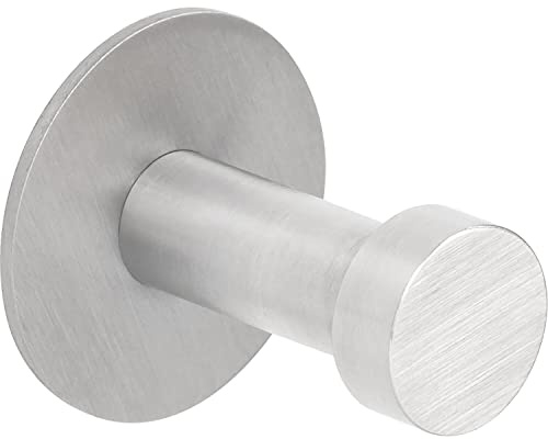 ALLES IM GRIFF Wandhaken Pirwa 1 - Kleiderhaken Wand einzeln - Garderobenhaken mit Grundplatte Tiefe 32mm, Edelstahl gebürstet